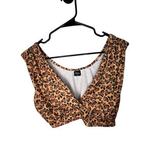 Disney Brown And Black Micky Mouse Leopard Print Bralette Crop Top